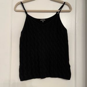 Black cashmere cable knit spaghetti strap sweater. Large. Runs small.